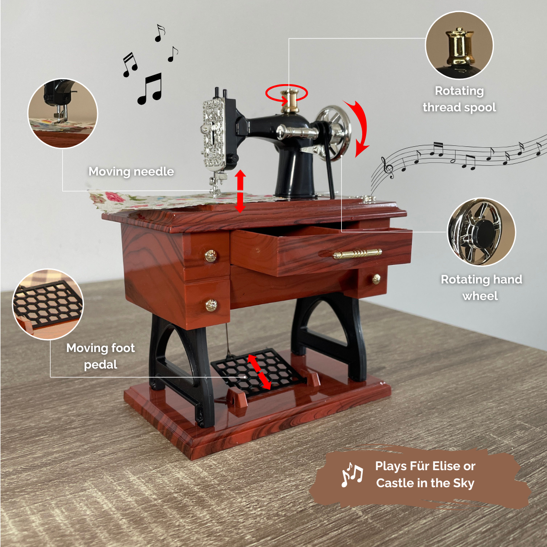 Sewing Machine-Shaped Music Box
